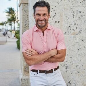 NWT Collars and Co Featherweight Relaxed 3XL Polo Mandarin Micro Grid